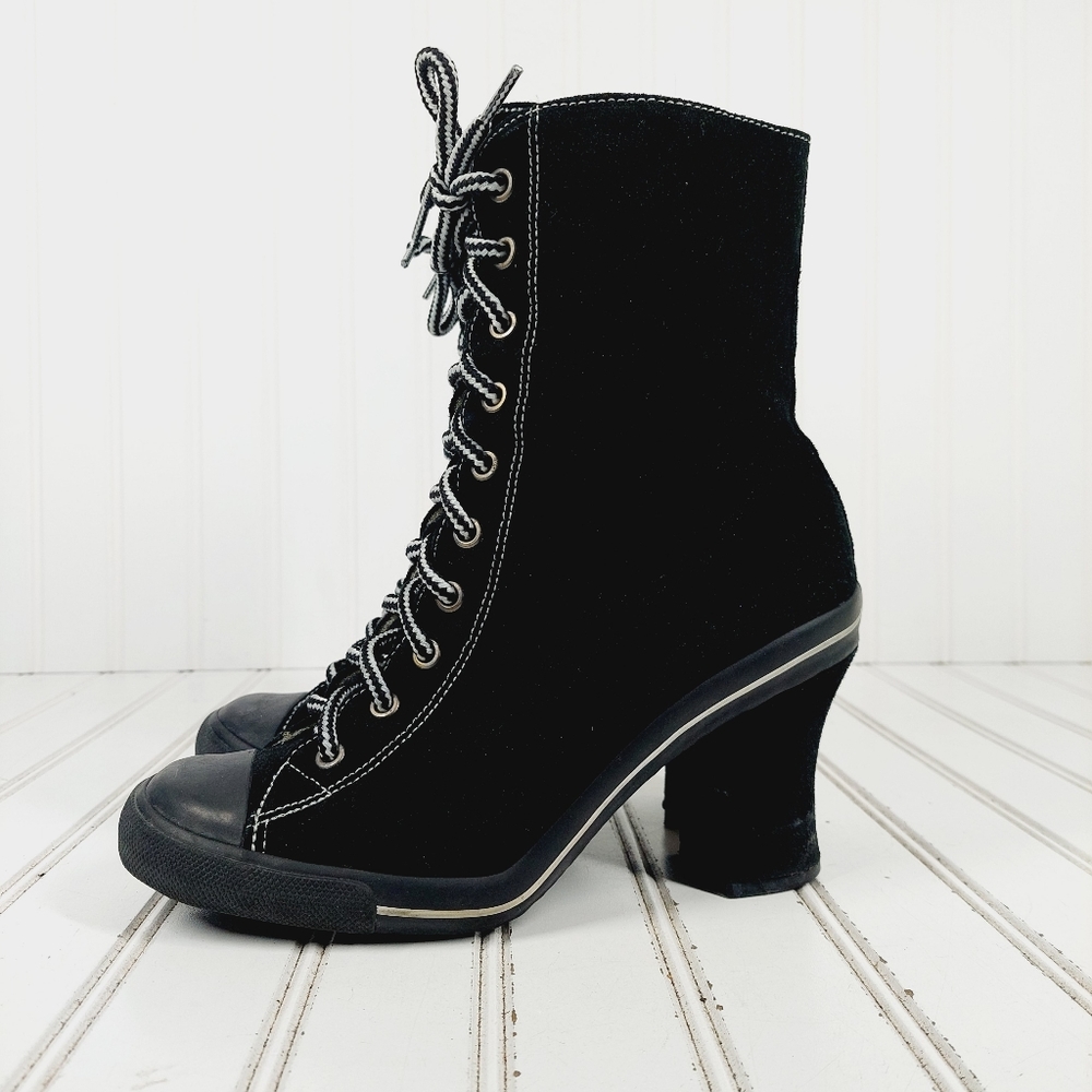 Bakers Kassie Black Suede Lace Up Zip Y2k Tennis Ankle Boots K121